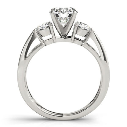 Lab Grown Round Cut Diamond Designer Trilogy Engagement Ring Platinum
