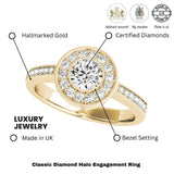 Lab Grown Round Diamond Halo Engagement Ring