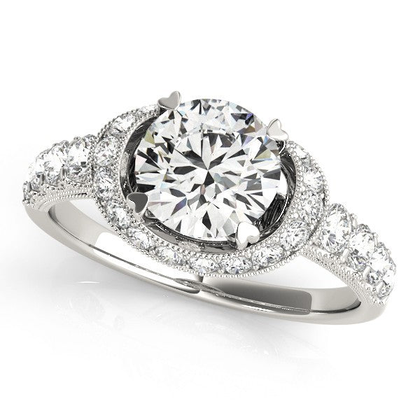 Lab Grown Round Diamond Halo Engagement Ring