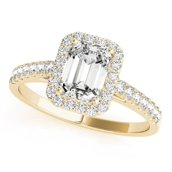 Lab Grown Emarald Diamond Halo Engagement Ring