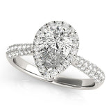 Lab Grown Pear Shape Diamond Halo Engagement Ring