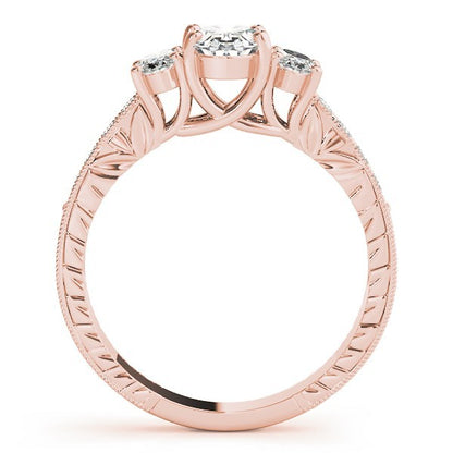 Lab Grown Oval Cut Diamond Trilogy Engagement Ring Platinum In 2.00ct DE/VS