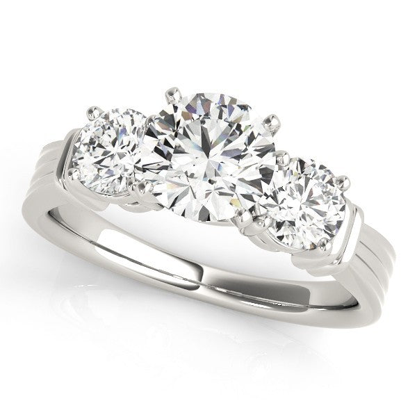 Round Cut Lab Grown Diamond Claw Set Trilogy Engagement Ring Platinum In DE/VS 2.00Ct