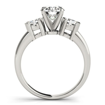 Platinum 3 Stone Engagement Ring Lab Grown Round Diamond Prong Set
