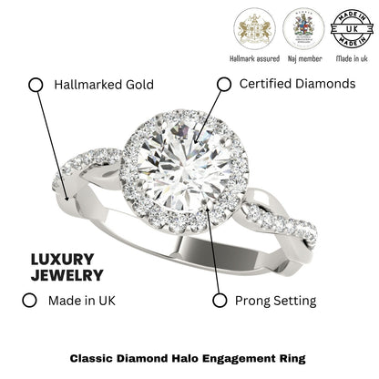 Lab-Grown Diamond Halo Engagement Ring in Platinum 