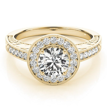 Lab Grown Round Cut Diamond Halo Engagement Ring 