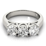 2.00Ct Claw Set Lab Grown Round Diamond 3 Stone Engagement Ring Platinum
