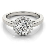 2Ct DE/VS Lab Grown Round Diamond Halo Engagement Ring 18K White Gold