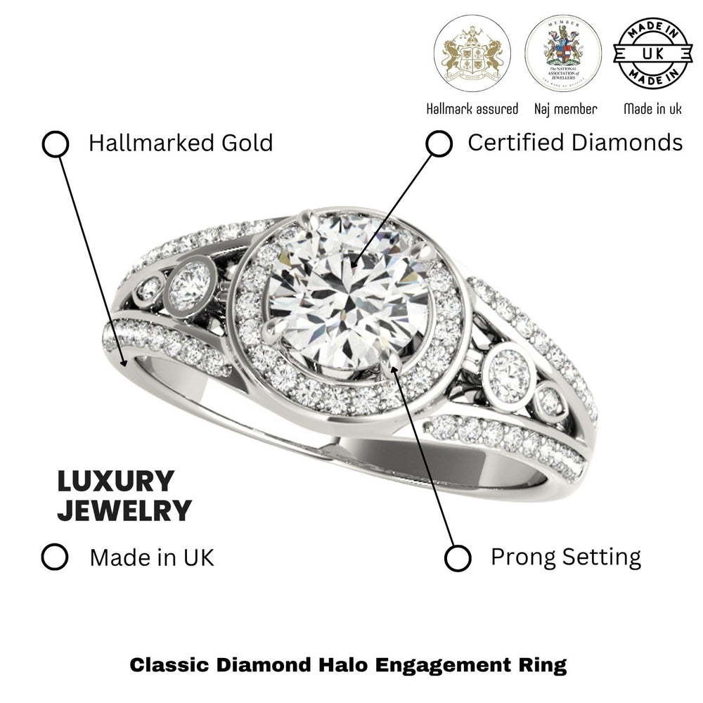 Lab Grown Round Diamond Halo Engagement Ring