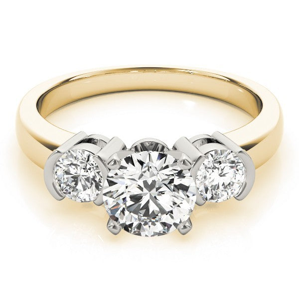 Platinum 3 Stone Engagement Ring Lab Grown Round Diamond Prong Set