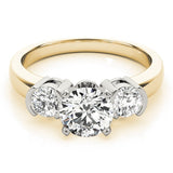 Platinum 3 Stone Engagement Ring Lab Grown Round Diamond Prong Set