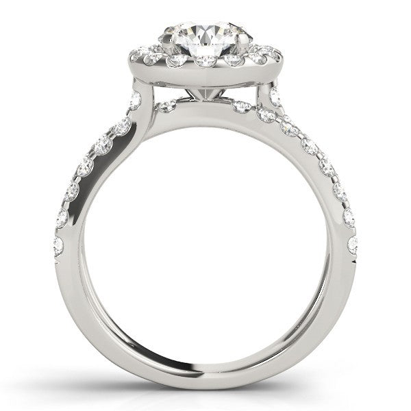 2.00 Carat DE/VS Lab Grown Round Cut Diamond Halo Engagement Ring 18K White Gold
