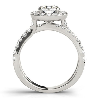2.00 Carat DE/VS Lab Grown Round Cut Diamond Halo Engagement Ring 18K White Gold