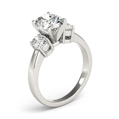 18k White gold Oval cut Trilogy Engagement Ring – 2Ct DE/VS Lab Grown Diamonds