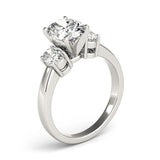 18k White gold Oval cut Trilogy Engagement Ring – 2Ct DE/VS Lab Grown Diamonds