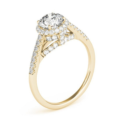 Lab Grown Round Diamond Halo Engagement Ring 18K Yellow Gold
