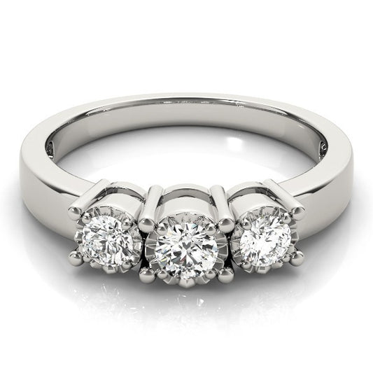 Round Lab Grown Diamond 3 Stone Engagement Ring