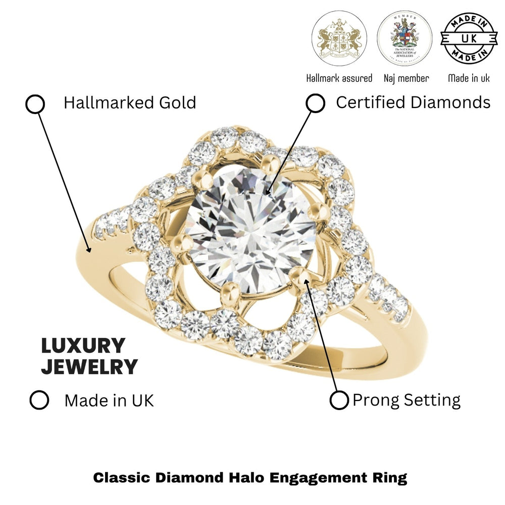 Lab Grown Round Diamond Halo Engagement Ring