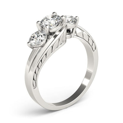 0.50Ct To 2.00Ct Lab Grown Round Diamond Trilogy Engagement Ring Platinum