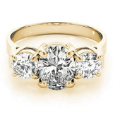 18k yellow gold Oval cut Trilogy Engagement Ring – 2Ct DE/VS Lab Grown Diamonds