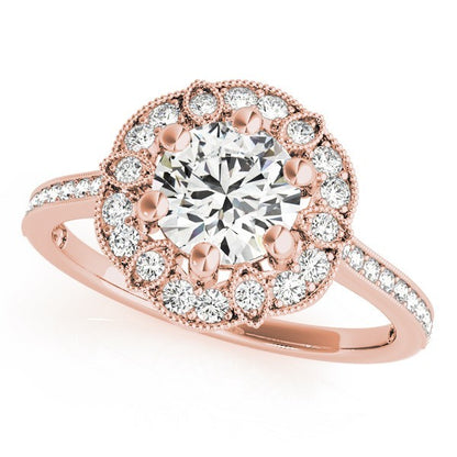 Lab Grown Round Diamond Halo Engagement Ring