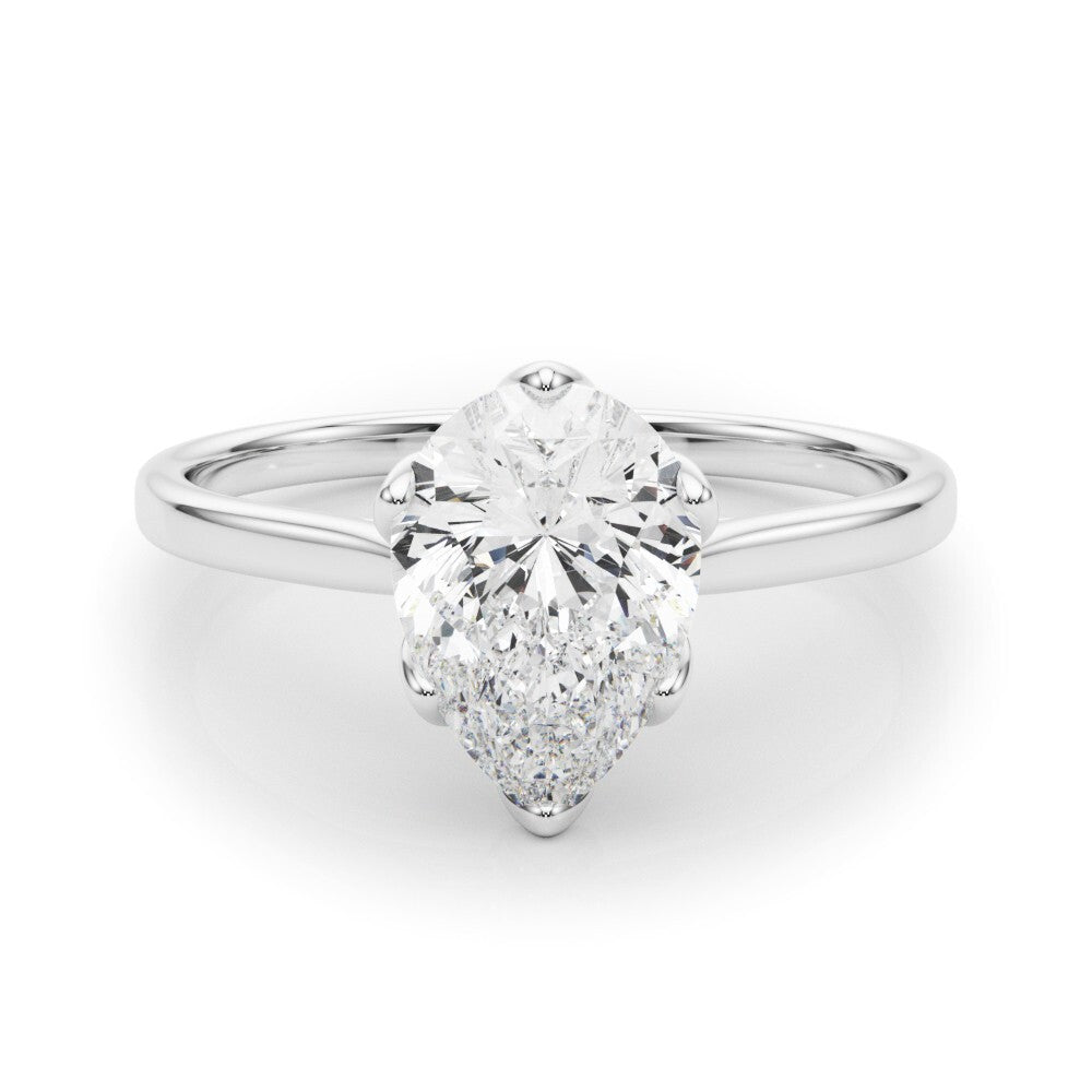 Bague de fiançailles solitaire en platine avec diamant de laboratoire taille poire de 5,00 ct, couleur F/VS, IGI