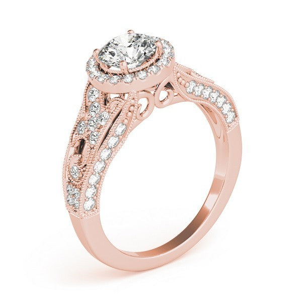 Lab Grown Round Diamond Halo Engagement Ring