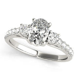 2.00CT Lab Grown Oval Diamond Trilogy Engagement Ring Platinum