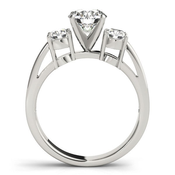 Lab Grown Round Diamond Prong Set 3 Stone Engagement Ring Platinum