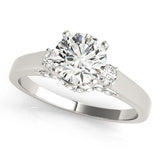 Round Cut Lab Diamond Trilogy Engagement Ring Platinum