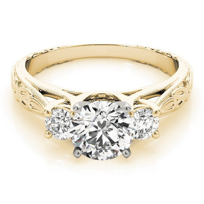 Lab Grown Round Diamond Art Designer 3 Stone Engagement Ring Platinum