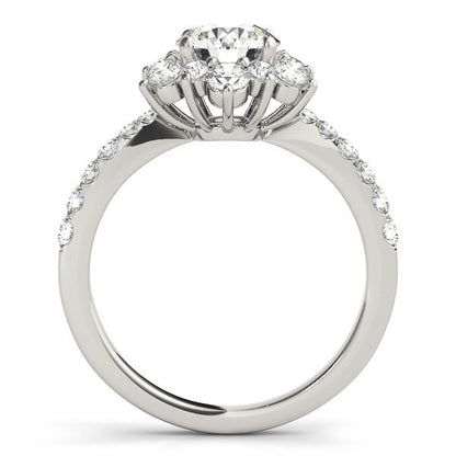 2.00 Ct DE/VS Lab Grown Round Diamond Halo Engagement Ring 18K White Gold