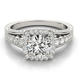Lab Grown Round Diamond Halo Engagement Ring