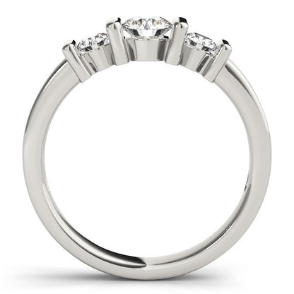 2.00Ct Bar Set Lab Grown Round Diamond 3 Stone Engagement Ring Platinum