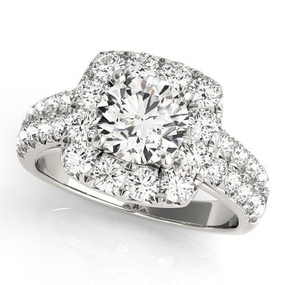 Lab Grown Round Cut Diamond Halo Engagement Ring