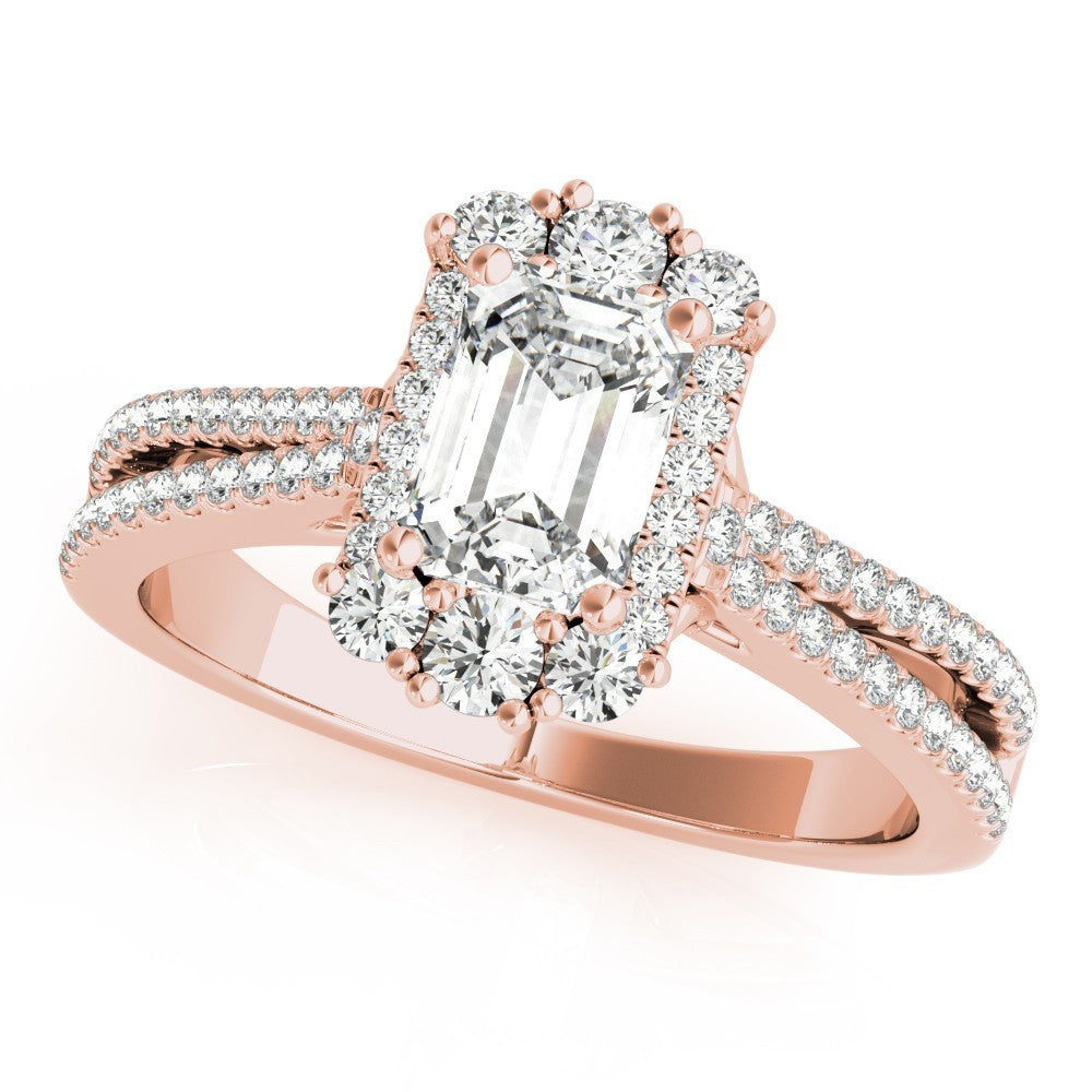 Lab Grown Emarald Diamond Halo Engagement Ring