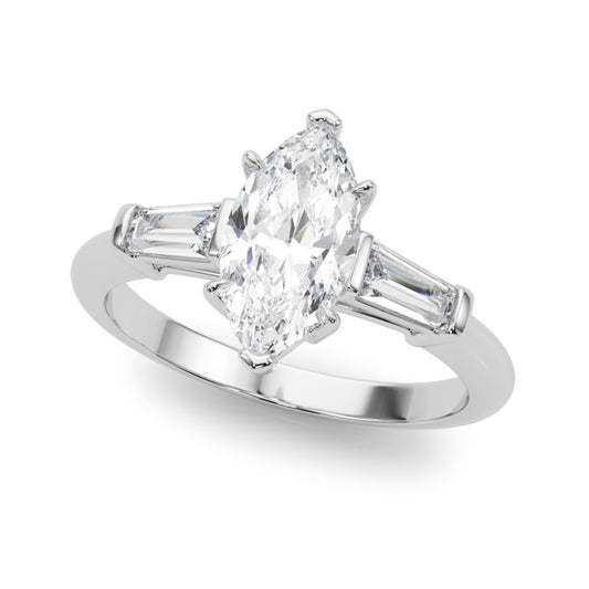950 Platinum 2.00CT DE/VS Lab-Grown Marquise Cut Diamond 3 Stone Engagement Ring