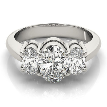 Lab-Grown Oval Diamond 3 Stone Engagement Ring – 18K Rose Gold