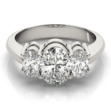 Lab-Grown Oval Diamond 3 Stone Engagement Ring – 18K Rose Gold