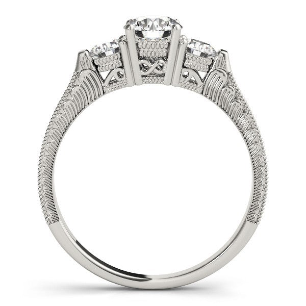 2.00Ct Lab Grown Round Diamond Milgrain 3 Stone Engagement Ring Platinum