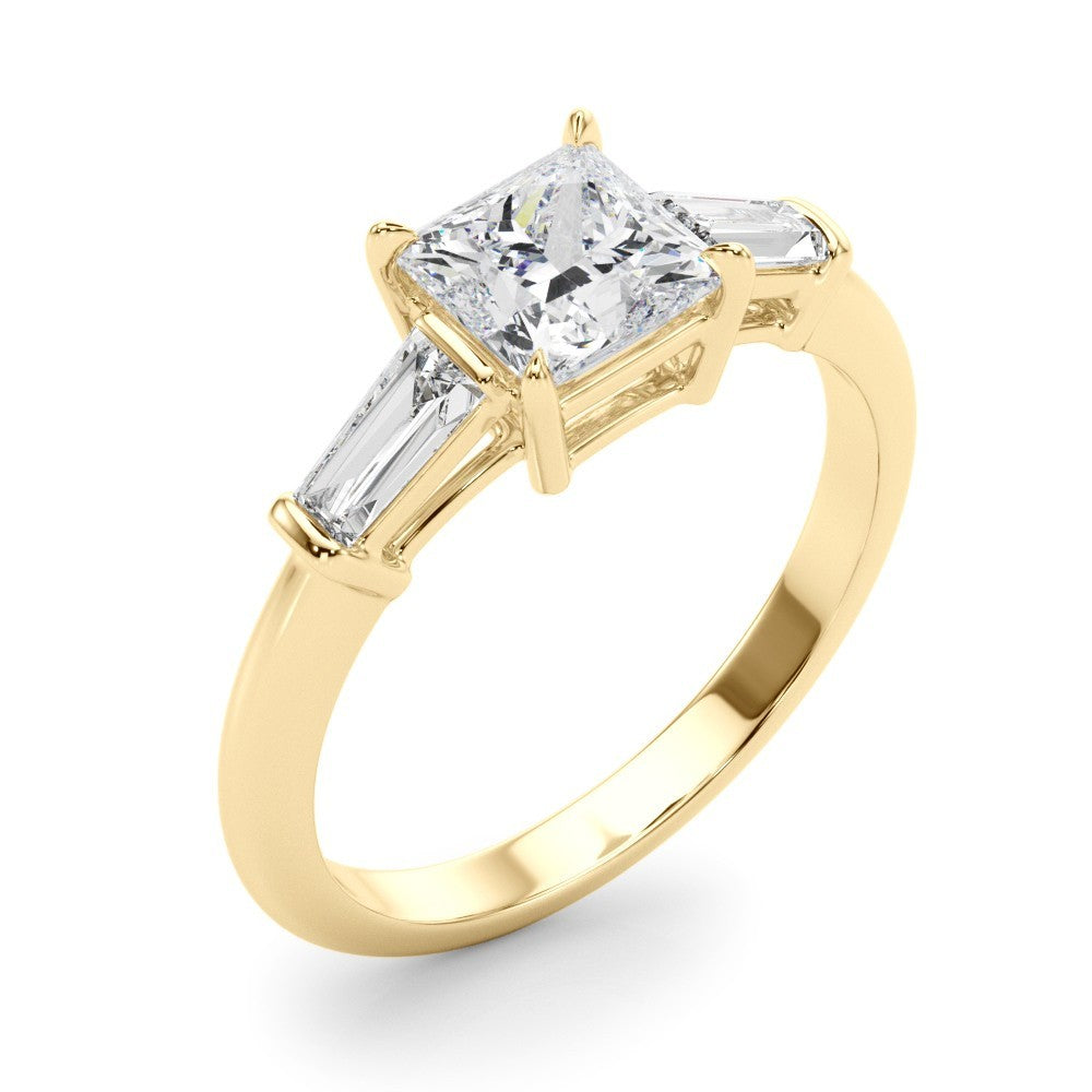 Lab-Grown Square Cut Diamond 3 Stone Engagement Ring