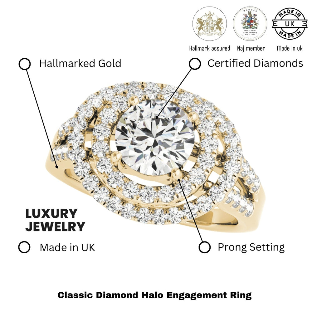 Lab Grown Round Diamond Halo Engagement Ring