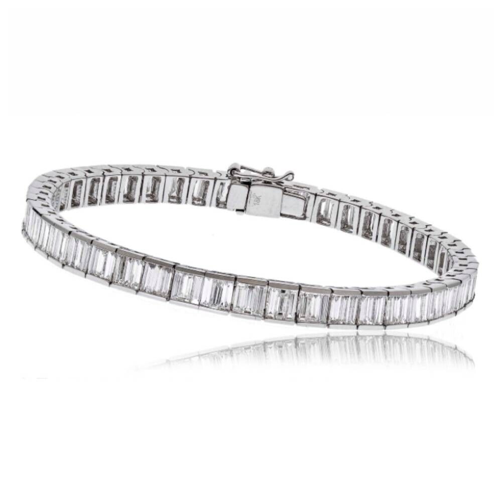 Best Sale 5 Carat Natural Baguette Cut Diamond Tennis Bracelet 18k White Gold