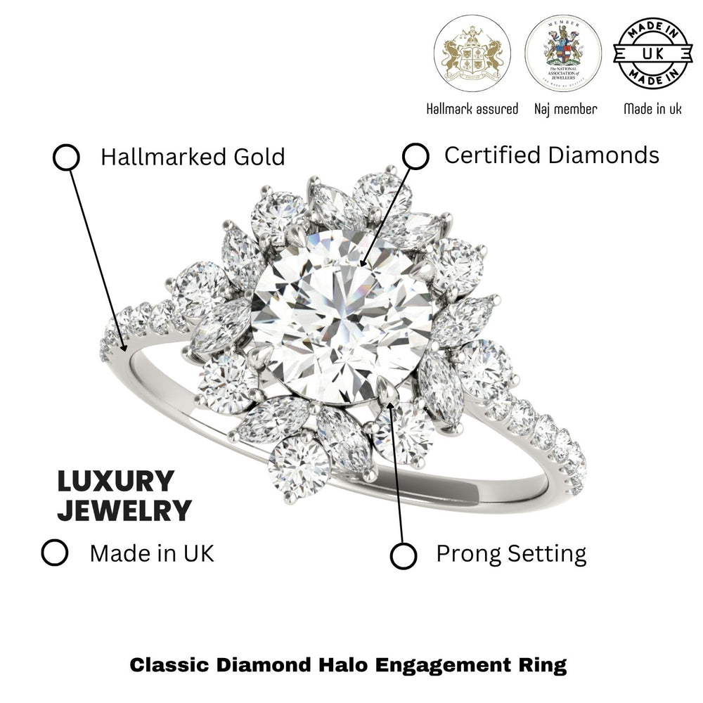 Lab-Grown Diamond Halo Engagement Ring in Platinum