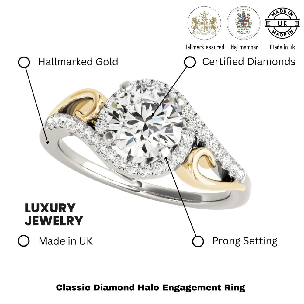 Lab Grown Round Diamond Halo Engagement Ring