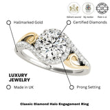 Lab Grown Round Diamond Halo Engagement Ring