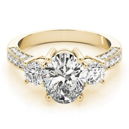 Platinum 2.00CT DE/VS Lab Grown Oval Cut Diamond Trilogy Engagement Ring
