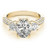 Platinum 2.00CT DE/VS Lab Grown Oval Cut Diamond Trilogy Engagement Ring