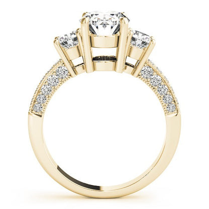 Platinum 2.00CT DE/VS Lab Grown Oval Cut Diamond Trilogy Engagement Ring