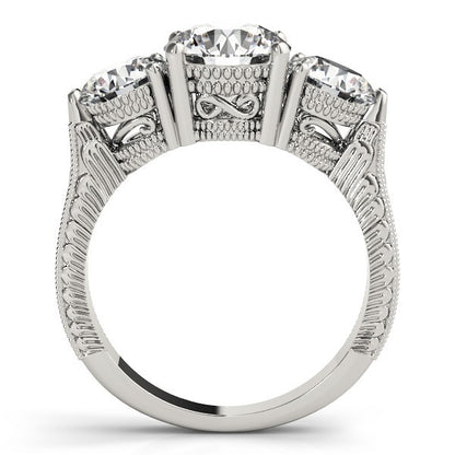 Platinum Lab Grown Diamond Trilogy Engagement Ring Art Deco Designer 2CT DE/VS
